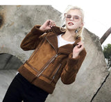 Jacket Suede Women Motorcycle Coats