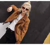 Jacket Suede Women Motorcycle Coats