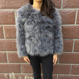 Real Ostrich Fur Jackets Natural