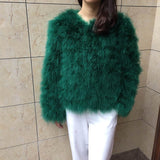 Real Ostrich Fur Jackets Natural