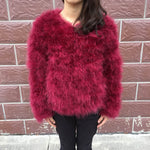 Real Ostrich Fur Jackets Natural