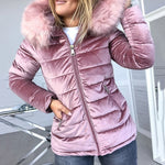 Women Cotton Padded Jackets Fur Collar