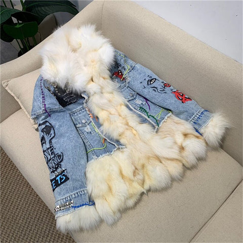 Jacket Women Fox Fur Collar